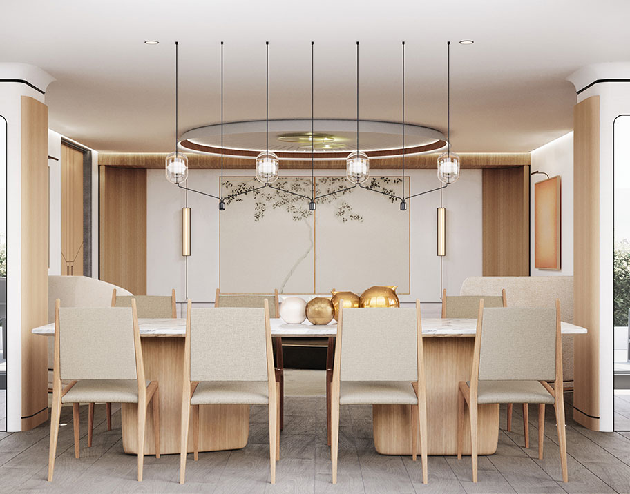 Dining room table in The Emory Penthouse